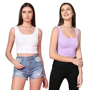 TOPLOT Womens Solid Ribbed Round Neck Sleeveless