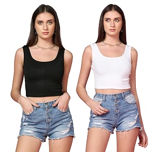 TOPLOT Womens Solid Ribbed Round Neck Sleeveless