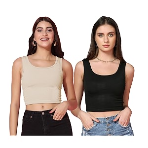 TOPLOT Womens Solid Ribbed Round Neck Sleeveless