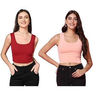 TOPLOT Womens Solid Ribbed Round Neck Sleeveless