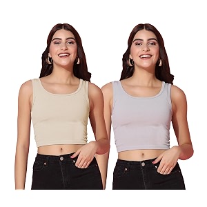 TOPLOT Womens Solid Ribbed Round Neck Sleeveless