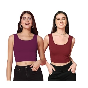 TOPLOT Womens Solid Ribbed Round Neck Sleeveless
