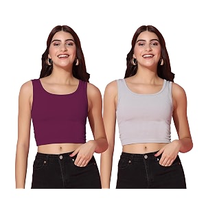 TOPLOT Womens Solid Ribbed Round Neck Sleeveless
