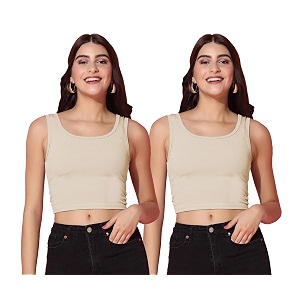 TOPLOT Womens Solid Ribbed Round Neck Sleeveless