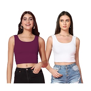 TOPLOT Womens Solid Ribbed Round Neck Sleeveless