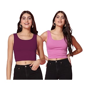 TOPLOT Womens Solid Ribbed Round Neck Sleeveless