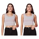 TOPLOT Women39s Solid Ribbed Round Neck Sleeveless
