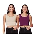 TOPLOT Women39s Solid Ribbed Round Neck Sleeveless