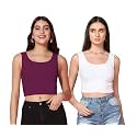 TOPLOT Women39s Solid Ribbed Round Neck Sleeveless