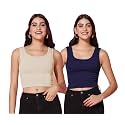 TOPLOT Women39s Solid Ribbed Round Neck Sleeveless