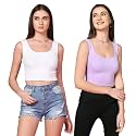 TOPLOT Women39s Solid Ribbed Round Neck Sleeveless