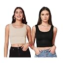 TOPLOT Women39s Solid Ribbed Round Neck Sleeveless