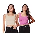 TOPLOT Women39s Solid Ribbed Round Neck Sleeveless