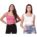 TOPLOT Women39s Solid Ribbed Round Neck Sleeveless