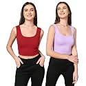 TOPLOT Women39s Solid Ribbed Round Neck Sleeveless