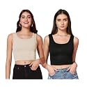 TOPLOT Women39s Solid Ribbed Round Neck Sleeveless