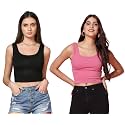TOPLOT Women39s Solid Ribbed Round Neck Sleeveless