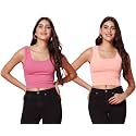 TOPLOT Women39s Solid Ribbed Round Neck Sleeveless
