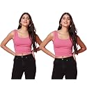 TOPLOT Women39s Solid Ribbed Round Neck Sleeveless