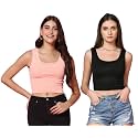 TOPLOT Women39s Solid Ribbed Round Neck Sleeveless