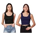 TOPLOT Women39s Solid Ribbed Round Neck Sleeveless