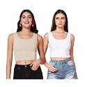 TOPLOT Women39s Solid Ribbed Round Neck Sleeveless