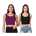 TOPLOT Women39s Solid Ribbed Round Neck Sleeveless