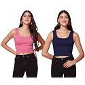 TOPLOT Women39s Solid Ribbed Round Neck Sleeveless