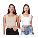 TOPLOT Women39s Solid Ribbed Round Neck Sleeveless