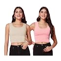 TOPLOT Women39s Solid Ribbed Round Neck Sleeveless