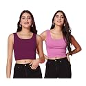 TOPLOT Women39s Solid Ribbed Round Neck Sleeveless