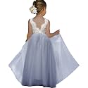 Topmaker Flower Girl Dress for Toddler Baby Girls,Lace Tulle Dress for Wedding,Birthday Party,Photoshoot,Special Occasion