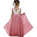 Topmaker Flower Girl Dress for Toddler Baby Girls,Lace Tulle Dress for Wedding,Birthday Party,Photoshoot,Special Occasion