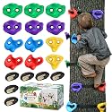 TOPNEW 12 Ninja Tree Climbing Holds for Kids Climber, Adult Climbing Rocks with 6 Ratchet Straps for Outdoor Ninja Warrior Obstacle Course Training