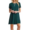 TOPONSKY Women's Casual Plain Simple Loose Flowy Short-Sleeve T-Shirt Dress