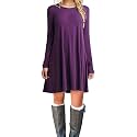 TOPONSKY Women's Casual Plain Simple Loose Flowy Short-Sleeve T-Shirt Dress