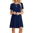 TOPONSKY Women's Casual Plain Simple Loose Flowy Short-Sleeve T-Shirt Dress