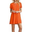 TOPONSKY Women's Casual Plain Simple Loose Flowy Short-Sleeve T-Shirt Dress