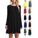 TOPONSKY Women's Casual Plain Simple Loose Flowy Short-Sleeve T-Shirt Dress