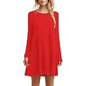 TOPONSKY Women's Casual Plain Simple Loose Flowy Short-Sleeve T-Shirt Dress
