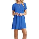 TOPONSKY Women's Casual Plain Simple Loose Flowy Short-Sleeve T-Shirt Dress