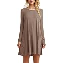 TOPONSKY Women's Casual Plain Simple Loose Flowy Short-Sleeve T-Shirt Dress