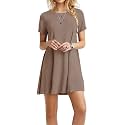 TOPONSKY Women's Casual Plain Simple Loose Flowy Short-Sleeve T-Shirt Dress