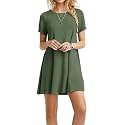 TOPONSKY Women's Casual Plain Simple Loose Flowy Short-Sleeve T-Shirt Dress