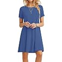 TOPONSKY Women's Casual Plain Simple Loose Flowy Short-Sleeve T-Shirt Dress