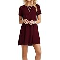 TOPONSKY Women's Casual Plain Simple Loose Flowy Short-Sleeve T-Shirt Dress