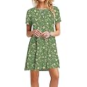 TOPONSKY Women's Casual Plain Simple Loose Flowy Short-Sleeve T-Shirt Dress