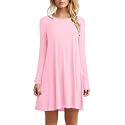 TOPONSKY Women's Casual Plain Simple Loose Flowy Short-Sleeve T-Shirt Dress