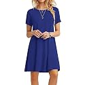 TOPONSKY Women's Casual Plain Simple Loose Flowy Short-Sleeve T-Shirt Dress