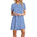 TOPONSKY Women's Casual Plain Simple Loose Flowy Short-Sleeve T-Shirt Dress